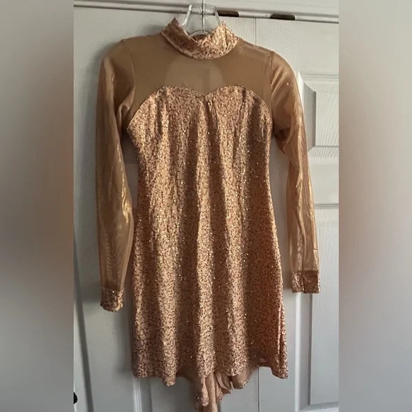 custom costumer designed | Dresses | Beautiful Custom Costumerdesigned  Crafted Rose Gold Sequin Dance Dress S | Poshmark